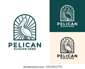 ilustração do ícone do vetor do logotipo Pelican, modelo de design do logotipo do Pelican Criativo