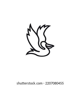 Ilustración de la línea de iconos del vector del logotipo Pelican