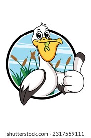 Pelican mascot cartoon character vector