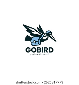 Pelican Mascot Logo Design Template