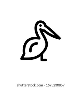 Pelican Ocean Bird Animal Outline Icon Logo Vector Illustration
