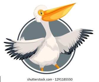 Pelican on circle banner illustration