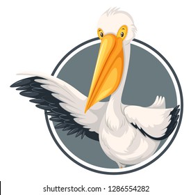 A pelican on sticker template illustration