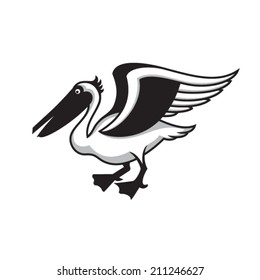 Pelican on white background.