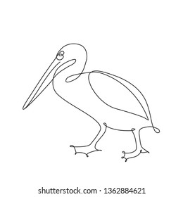 Pelican one line drawing. Editable line. Minimal abstract art