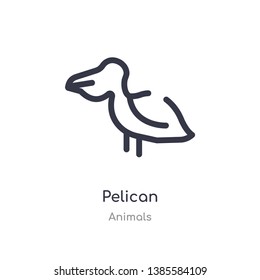 pelican outline icon. isolated line vector illustration from animals collection. editable thin stroke pelican icon on white background