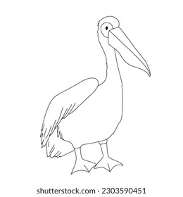 Icono de contorno pelicano. Ilustración de la línea Vector de aves marinas para libro de coloreado