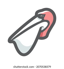 Pelican Pink Bird Vector icon Cartoon illustration