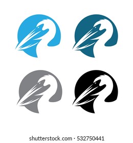 pelican round emblems set vector design template