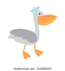 pelican with sailor hat icon