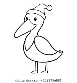 Pelican Santa Claus Costume Illustration.