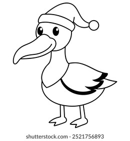 Pelican Santa Claus Costume Illustration.
