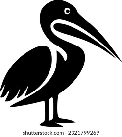 Pelican silhouette black outlines vector illustration