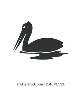 pelican silhouette isolated on white. pelican on the water.