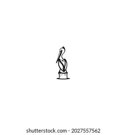 pelican silhouette logo design.large throat bird.simple line pelican design.vector symbol, outline
