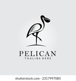 pelican silhouette logo vector illustration design, minimalist icon template