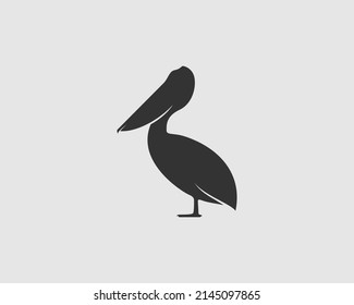 Pelican Silhouette on White Background. Isolated Vector Animal Template for Logo Company, Icon, Symbol etc