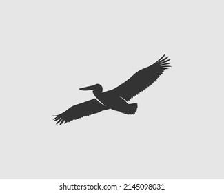 Pelican Silhouette on White Background. Isolated Vector Animal Template for Logo Company, Icon, Symbol etc