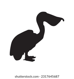 pelican silhouette set collection isolated black on white background vector illustration