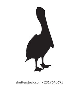 pelican silhouette set collection isolated black on white background vector illustration