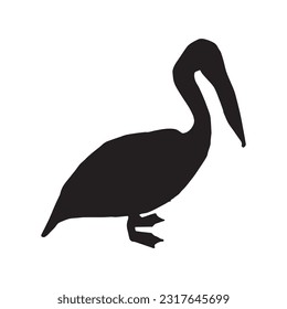 pelican silhouette set collection isolated black on white background vector illustration