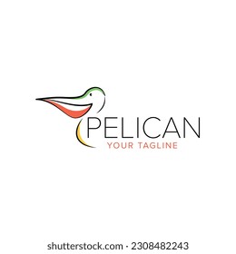 pelican with simple abstract line art style logo icon vector illustration.