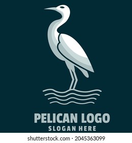 pelican simple cartoon logo vector 