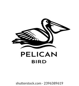 Pelican sitting on the water, logo.