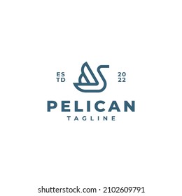 pelican stork bird line art logo design outline monoline icon