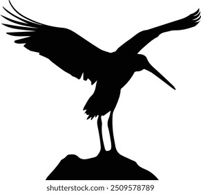 Pelican - Stork Silhouette-Coastal Charm Art Print	
