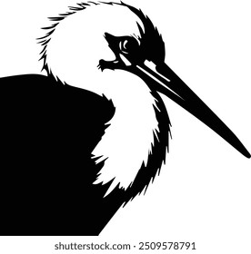 Pelican - Stork Silhouette-Coastal Charm Art Print	
