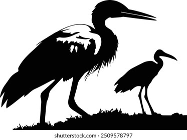 Pelican - Stork Silhouette-Coastal Charm Art Print	
