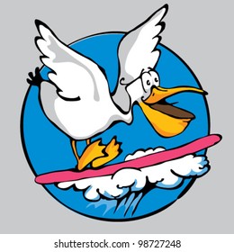 Pelican surfer