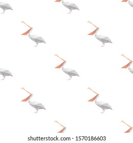 Pelican triangle shape seamless pattern backgrounds. Wrapping paper template. Polygonal design illustration.