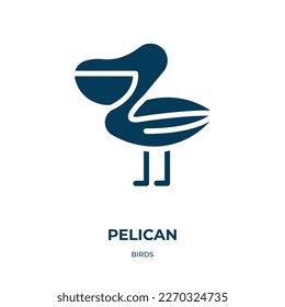 pelican vector icon. pelican, fauna, bird filled icons from flat birds concept. Isolated black glyph icon, vector illustration symbol element for web design and mobile apps