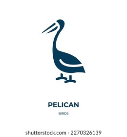 pelican vector icon. pelican, fauna, bird filled icons from flat birds concept. Isolated black glyph icon, vector illustration symbol element for web design and mobile apps