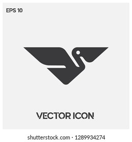 Pelican vector icon illustration.Flat pelican logo.Premium quality.