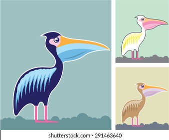 Pelican Vector Illustration Colors
