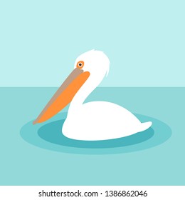 pelican  vector illustration, flat style, profile side