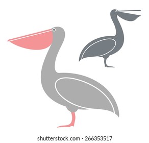 Pelican vector illustration. Isolated pelicans on white background