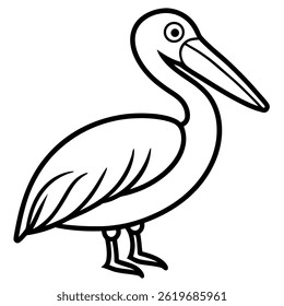 Pelican vector line art on white background