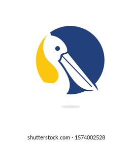 Pelican vector logo design. Vector illustration emblem of pelican Animal Icon.