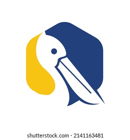 Pelican vector logo design. Vector illustration emblem of pelican Animal Icon.