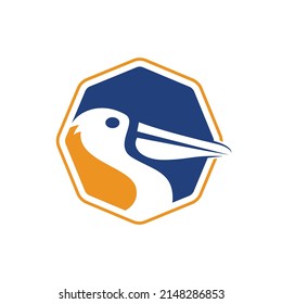 Pelican vector logo design. Vector illustration emblem of pelican Animal Icon.