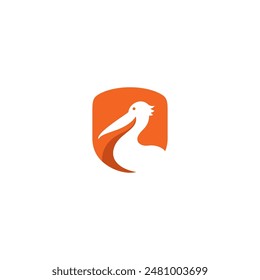 Pelican vector logo design orange color symbol