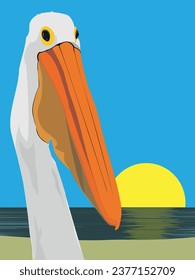 pelican vintage poster. paradise beach vintage poster vector