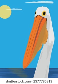 pelican vintage poster. paradise beach vintage poster vector	