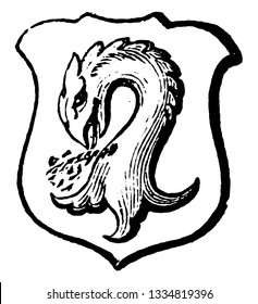 Pelican Vulning Kreatur im Akt der Verwundung sich selbst, Vintage Linie Zeichnung oder Gravur Illustration.