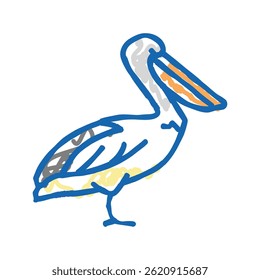 pelicano selvagem pássaro doodle ícone esboço vetor. sinal de pássaro selvagem pelicano. símbolo isolado ilustração