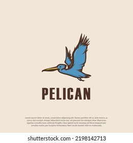 Pelican Wings Bird Flying Tour Travel Wildlife Logo vector